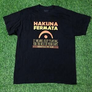 Men’s Black Retro ‘Hakuna Fermata’ Graphic Band Quote Tee